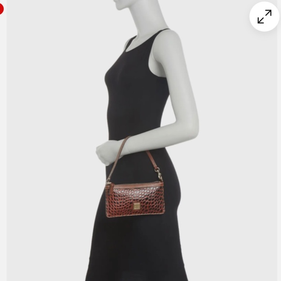 Dooney & Bourke Croc Embossed Leather Large Slim Wristlet Bag Wallet Brown - Picture 3 of 7